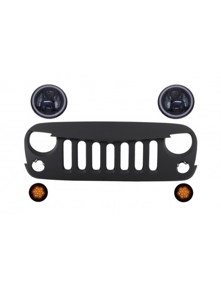 Griglia nera LED occhio angelo luce segnale Rubicon Wrangler Jeep JK