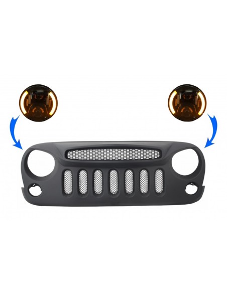 Griglia centrale LED Halo DRL JEEP Wrangler JK Angry Bird Specter Mask