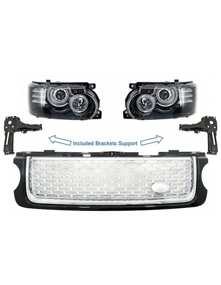 Fari w/ staffe di supporto e griglia centrale per Land Range Rover Vogue L322 (02-09) Facelift Design