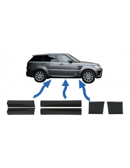 Anteriore e posteriore porta inferiore modanature e anteriore inferiore Fender modanature per Land Rover Sport L494 (13-up) Nero