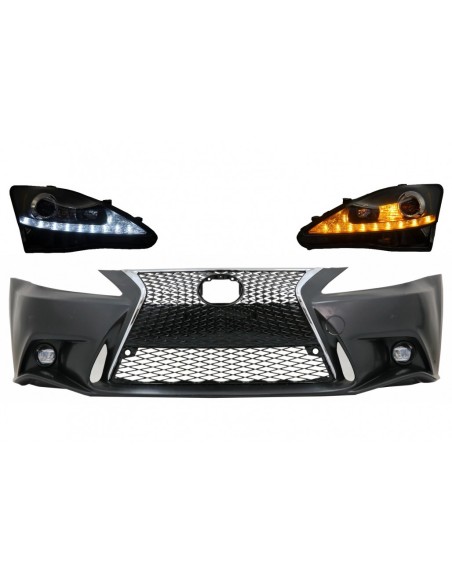 Paraurti anteriore per Lexus IS XE (06-13) IS F Sport Facelift XE30 14-up Design e LED DRL Fari Dynamic Turn Light Signal