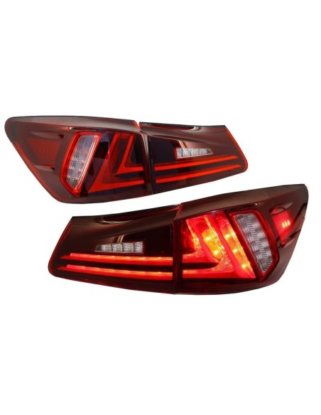 Fanali posteriori Full LED per Lexus IS XE (06-12) Light Bar Facelift Nuovo XE30 Rosso Chiaro