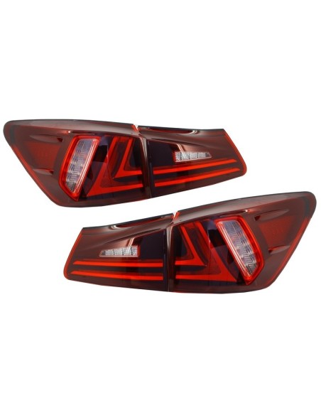 Fanali posteriori Full LED per Lexus IS XE (06-12) Light Bar Facelift Nuovo XE30 Rosso Chiaro