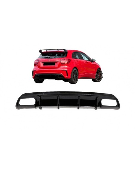 Valance Diffusore posteriore Edizione nera per Mercedes A-Class W176 Facelift (12-18) A45 Design