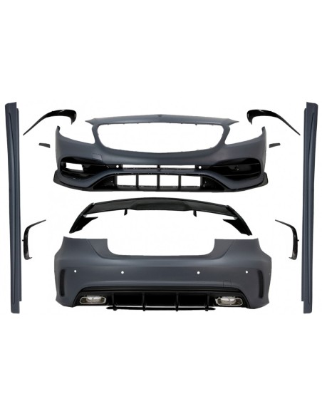 Kit completo per Mercedes A-Class W176 (12-18) A45 Design w/ Spoiler Splitter Alette Aero