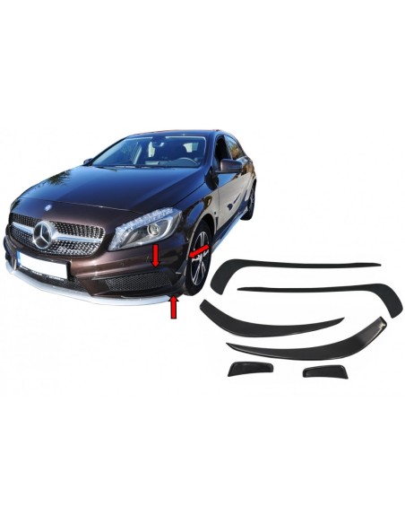 Paraurti anteriore Splitter alette Fronti Aero per Mercedes A-Class W176 (12-08-15) A45 Design