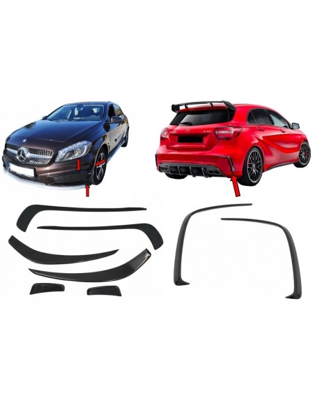 Paraurti Splitter Alette Fronti Aero per Mercedes W176 Classe A (12-08-15) A45 Design