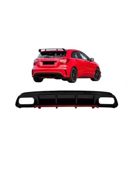 Paraurti posteriore Valance diffusore per MERCEDES W176 Classe A (12-18) A45 Facelift Design Red Edition