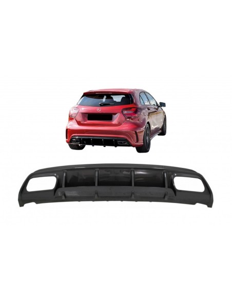 Paraurti posteriore Valance diffusore per Mercedes W176 Classe A (13-18) A45 Facelift Design Carbon Look