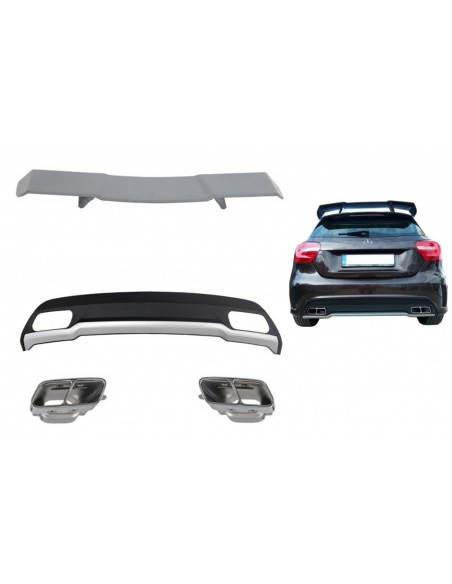 Diffusore posteriore w/ scarico suggerimenti scarico e spoiler del bagagliaio per MERCEDES A-Class W176 (12-18) Sport Pack