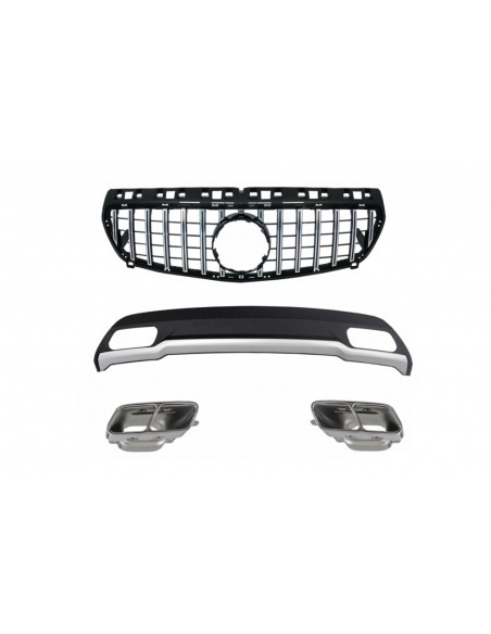 Diffusore d'aria w/ scarico Suggerimenti marmitta e GT-R Panamericana griglia per Mercedes A-Class W176 (12-08.18) Sport Pack