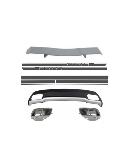 Diffusore d'aria w/ scarico suggerimenti Spoiler e adesivi per MERCEDES A-Class W176 (12-18) Sport Pack