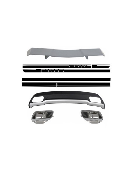 Diffusore d'aria w/ scarico suggerimenti Spoiler e adesivi nero per MERCEDES A-Class W176 (12-18) Sport Pack
