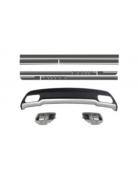 Diffusore d'aria w/ punte di scarico e adesivi grigio per Mercedes A-Class W176 (12-18) Sport Pack