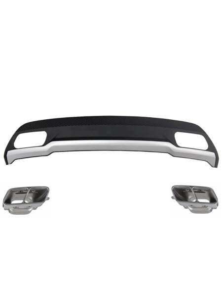 Diffusore d'aria w/ punte di scarico e adesivi neri per Mercedes A-Class W176 (12-18) Sport Pack