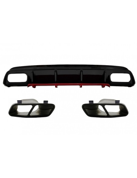 Paraurti posteriore Valance diffusore w/ scarico per Mercedes W176 Classe A (12-18) A45 Facelift Design edizione rossa