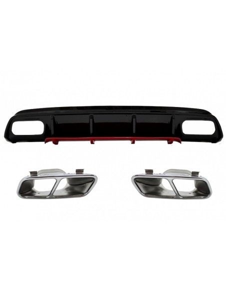 Paraurti posteriore Valance diffusore w/ scarico cromo per MERCEDES W176 A-Class (12-18) A45 Facelift Design edizione rossa