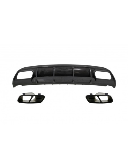 Paraurti posteriore Valance diffusore w/ scarico nero per Mercedes W176 A-Class (13-18) A45 Facelift Design Carbon Look