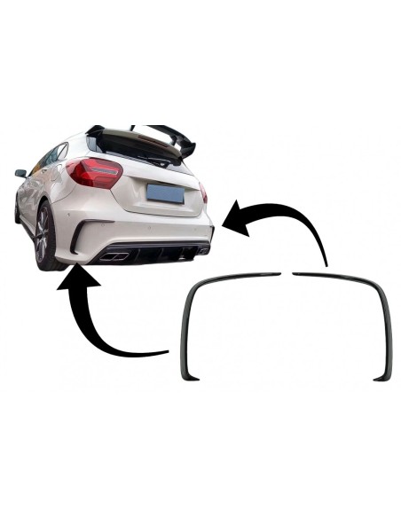 Paraurti posteriore Flics alette laterali per Mercedes A-Class W176 (12-18) Piano Nero