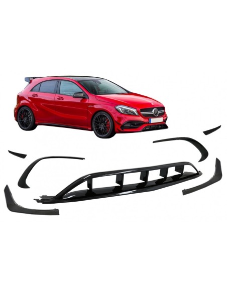 Paraurti anteriore Splitter Alette Aero Mercedes A-Class W176 Facelift AMG Line (15-18) Nero