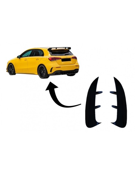 Paraurti posteriore Flics alette laterali per Mercedes A Classe W177 (04.18-up) Hatchback A35 Design Black Edition