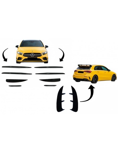 Divisori paraurti anteriore e posteriore Alette Aero per MERCEDES A Classe W177 Hatchback (04.18-up) A45
