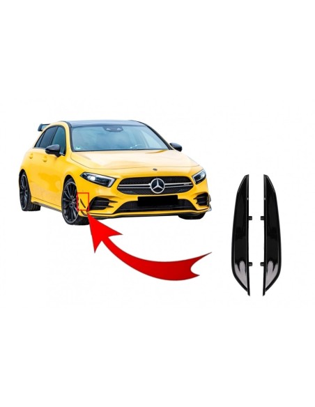 Paraurti anteriore alette laterali alette per Mercedes A-Class W177 V177 (04.18-up) A35 Design Black Edition