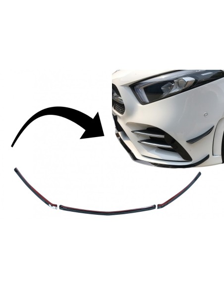 Estensione del labbro del paraurti anteriore per MERCEDES A-Class W177 V177 (04.18-up) A35 Design Black Edition
