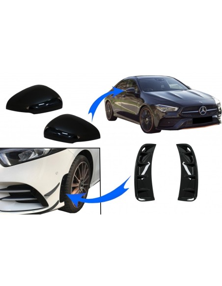 Copertura dello specchio w/ sfiati laterali paraurti anteriore per Mercedes A-Class W177 (05.18-up) V177 (09.18-up)