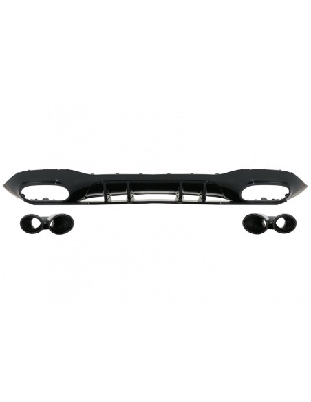 Paraurti posteriore Valance Diffusore per Mercedes A-Class W177 Hatchback (18-Up) Nero Marmitta Suggerimenti