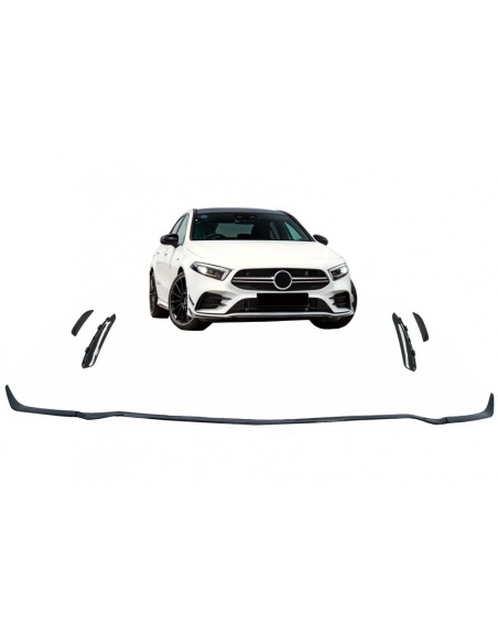 Estensione del labbro del paraurti anteriore per Mercedes A-Class W177 V177 (04.18-up) A35 Design Black Edition