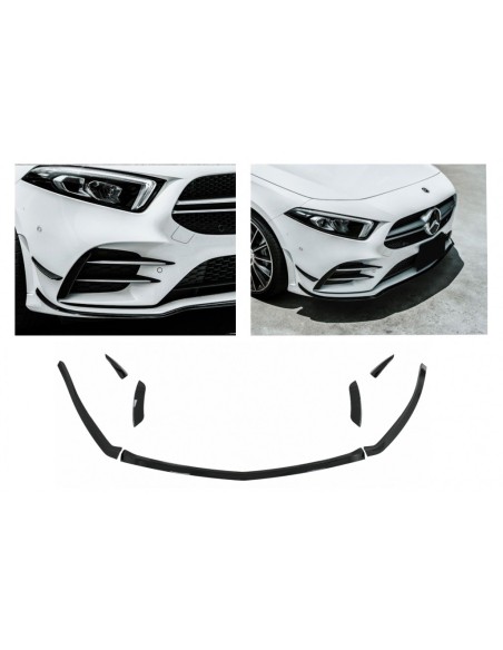 Paraurti anteriore Splitter Alette Aero per Mercedes A Classe W177 Hatchback V177 Berlina (18-up) Piano Nero