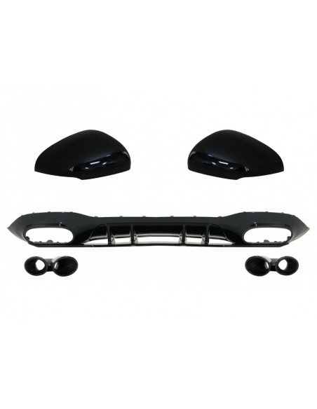 Paraurti posteriore Valance diffusore w/ Nero e copertura dello specchio per Mercedes A-Class V177 Hatchback (05.18-up)