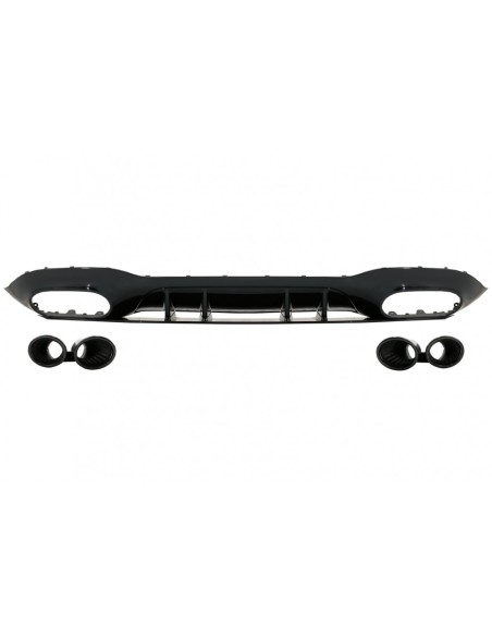 Diffusore posteriore w/ sfiati laterali anteriori e alette alette laterali per Mercedes A-Class V177 Sedan (18-up) scarico nero