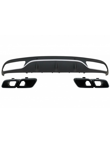 Paraurti posteriore Valance diffusore w/ Nero scarico per Mercedes C-Class C5 A5 Coupe Cabriolet (14-19) C63 Design