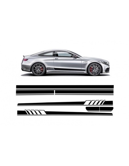 Set Sticker Decalcomanie laterali e tetto del cofano superiore portellone nero opaco per MERCEDES C5 Coupe A5 Cabriolet (14-up)