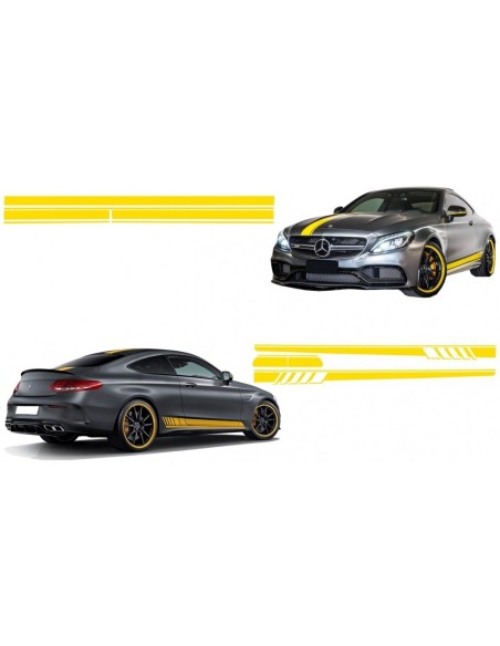 Set Adesivo Lato Decalcomanie & Superiore Cofano Tetto portellone opaco giallo per MERCEDES C5 Coupe A5 Cabriolet (14-up)