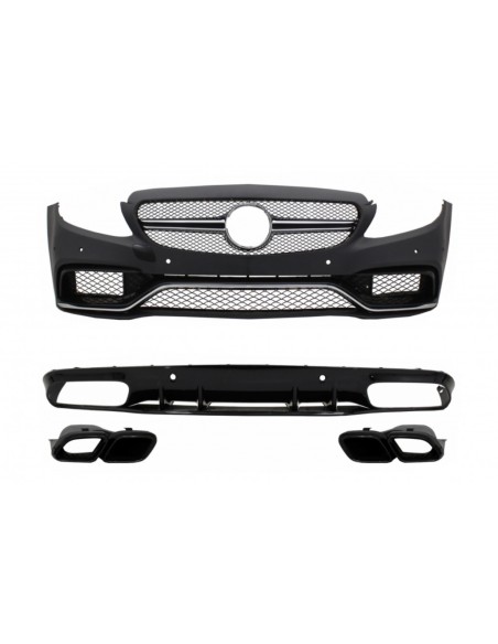 Paraurti anteriore per Mercedes C-Class C5 A5 Coupe Cabriolet (14-19) w/ paraurti posteriore Valance Diffuser C63S tutto il nero