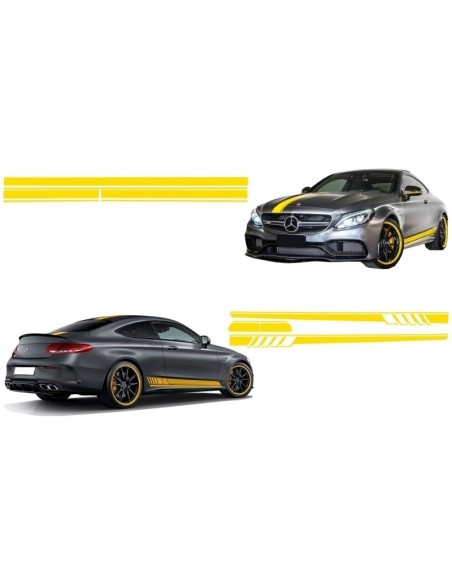 Set Adesivo Lato Decalcomanie & Superiore Cofano Tetto portellone e specchio Giallo opaco per MERCEDES