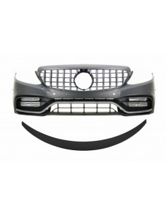 Paraurti anteriore w/ griglia e bagagliaio spoiler nero opaco per Mercedes C-Class C5 (14-18) C63 GT-R Design