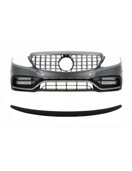 Paraurti anteriore w/ griglia e bagagliaio Spoiler Piano nero per Mercedes C-Class C5 (14-18) C63 GT-R Design