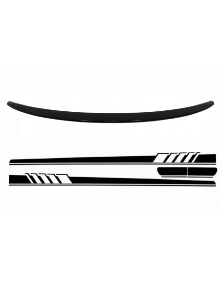 Trunk Boot Spoiler w/ lato Decals Sticker Vinile per Mercedes C-Class Coupe C5 (14-19) Piano Nero