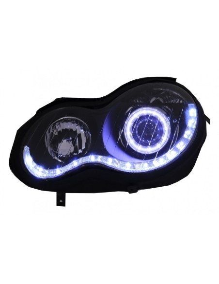 Angel Eyes Fari per Mercedes Classe C W3 (00-07) Lato sinistro Nero