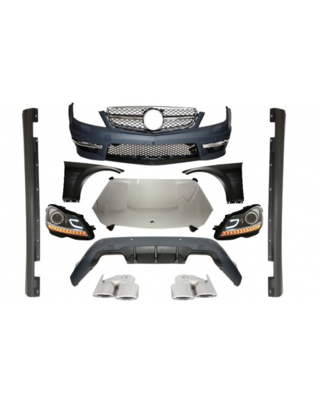 Corredo completo di retrofit di conversione w/fari alogeni LED DRL per Mercedes W4 (07-14) C-class Facelift C63 Design