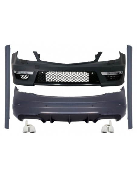 per MERCEDES C-class W4 Facelift (07-15) C63 Design Body Kit w/ Marmitta di scarico Suggerimenti