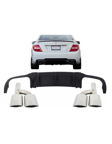 Paraurti posteriore Valance diffusore d'aria w/ scarico per MERCEDES classe C W4 C4 AMG Sport Line (12-14) Limousine Coupé