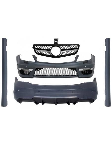 Kit w/ Sport Griglia anteriore nera per Mercedes C-Class W4 (07-14) Facelift C63 Design