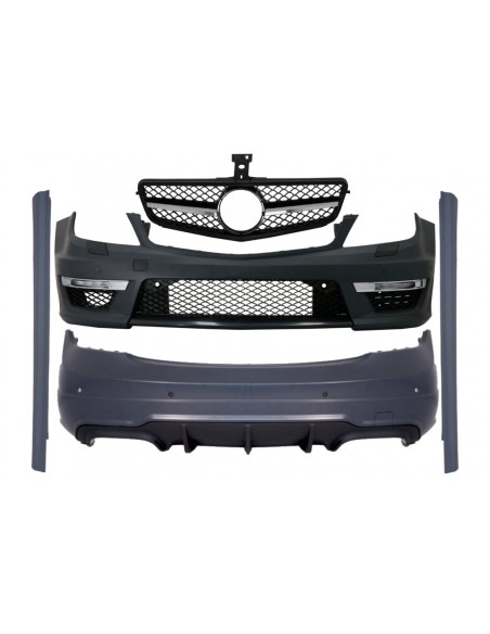 Kit per Mercedes C-Class W4 Facelift C63 Design w/ Griglia anteriore Sport nero lucido
