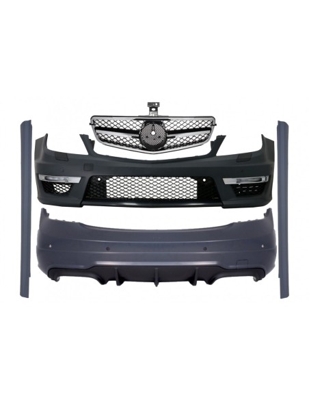 per MERCEDES C-Class W4 C4 Facelift C63 Design Body Kit w/ Griglia anteriore Sport Black Glossy & Chrom