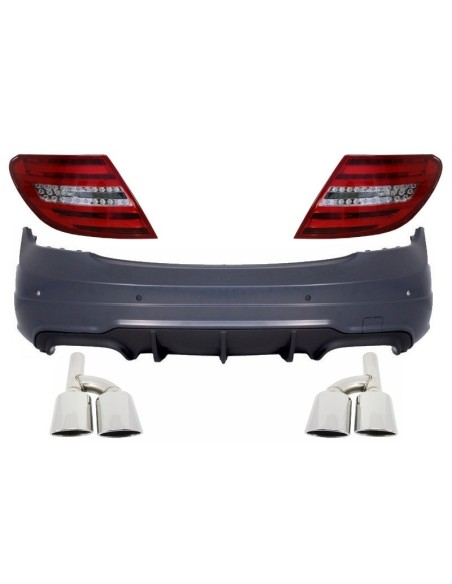 Paraurti posteriore per MERCEDES C-Class W4 (11-14) Facelift C63 A-Design w/ Suggerimenti silenziatore di scarico